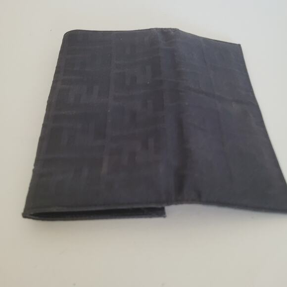 Fendi Zucca Nylon Leather Wallet Wallet Black Envelope Large Logo Clasp - Picture 9 of 13